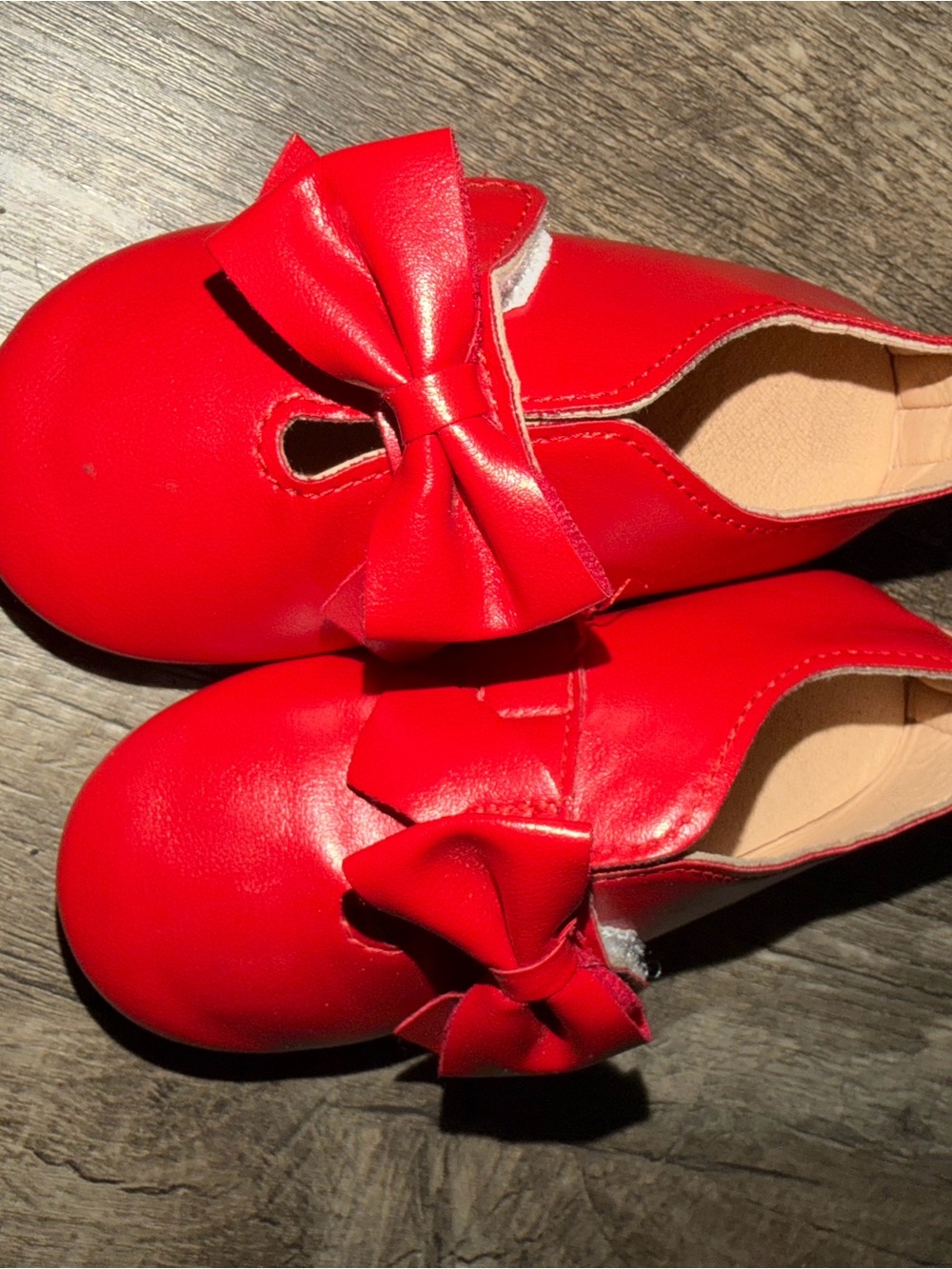 Kids Red Bow Slip-On Shoes